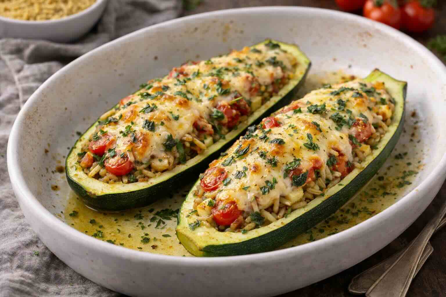 Gefüllte Zucchini (griechische Art)