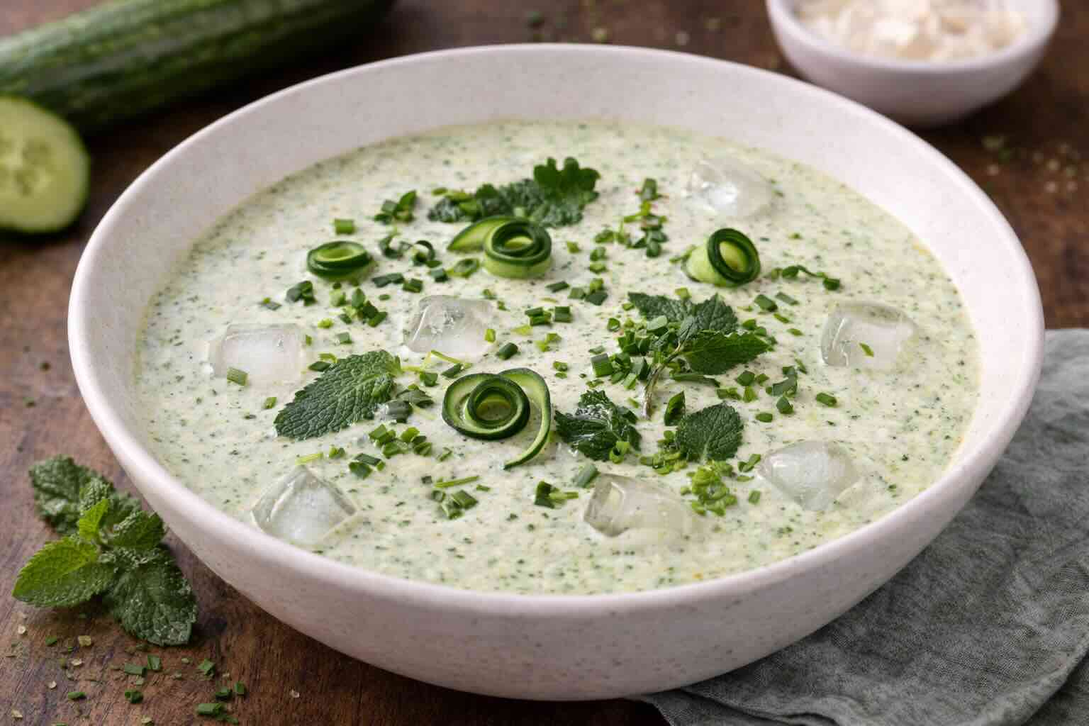 Erfrischende Gurken-Joghurtsuppe
