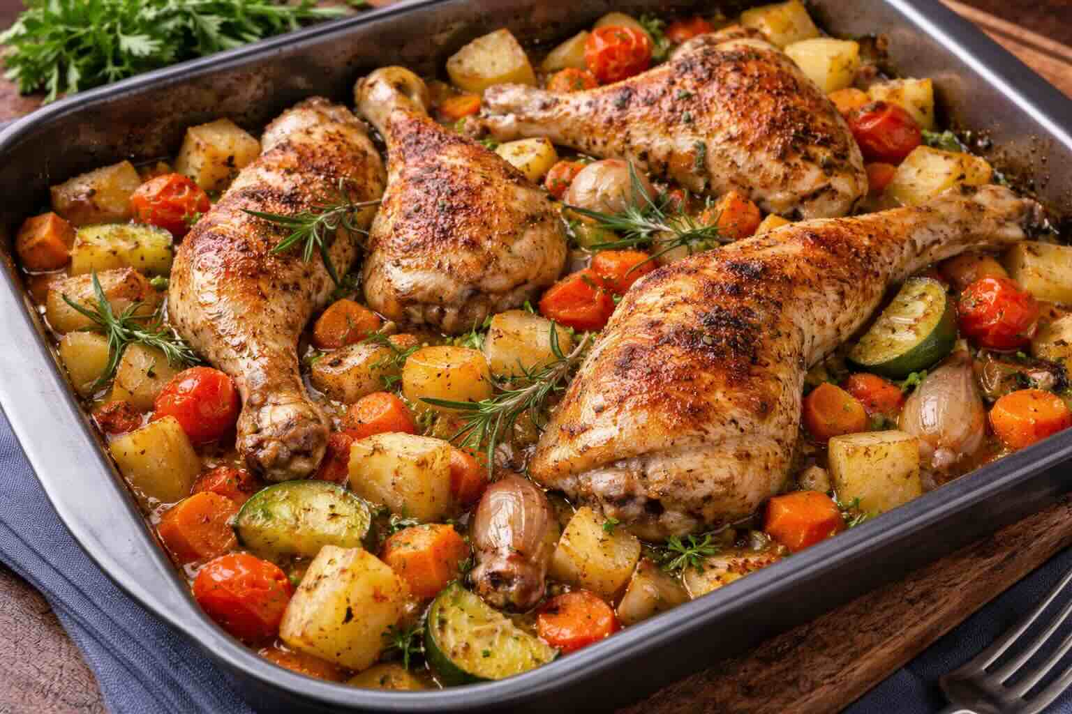 Hähnchenschenkel mit Schmorgemüse