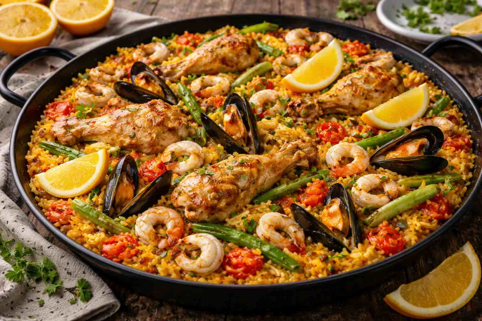 Paella mit Hähnchen & Meeresfrüchten