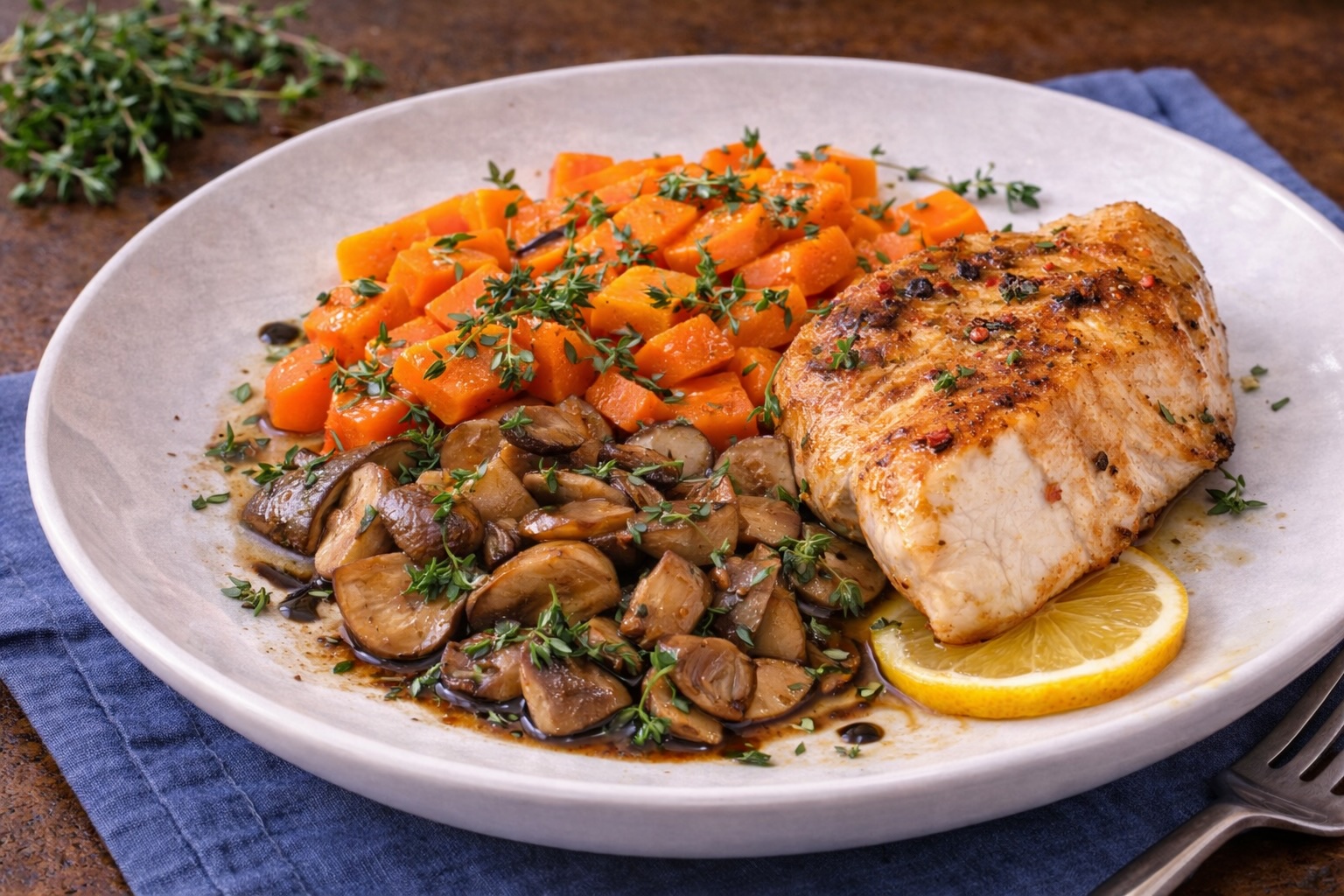 Putensteak mit Pilzgemüse