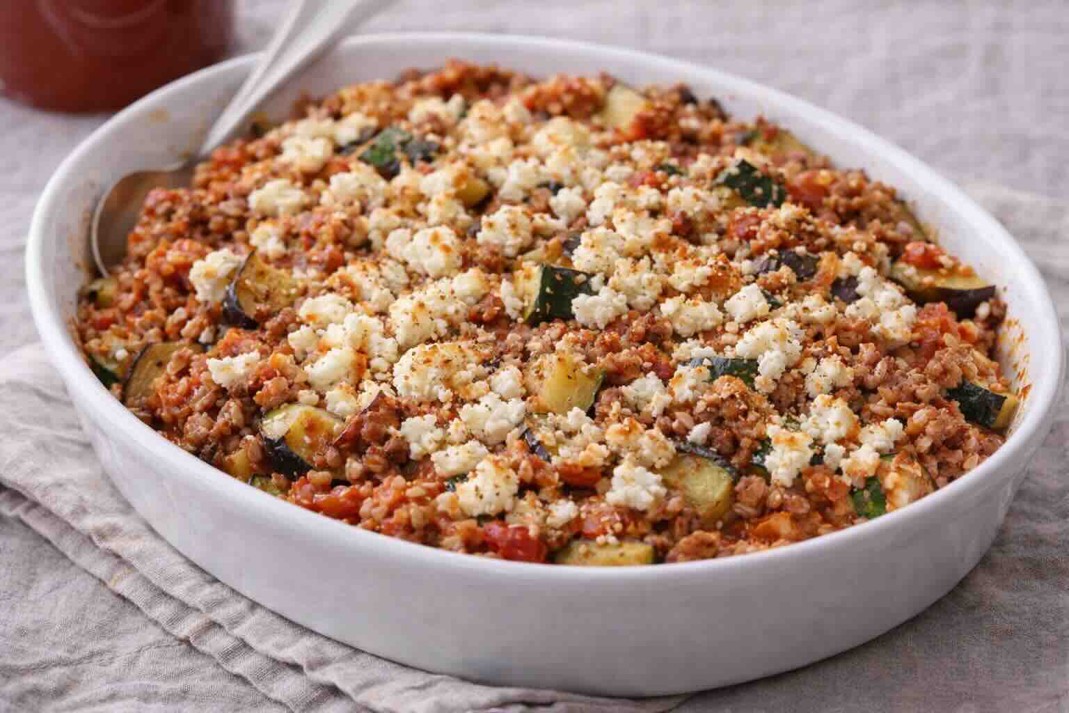 Reisgratin mit Schafskäse