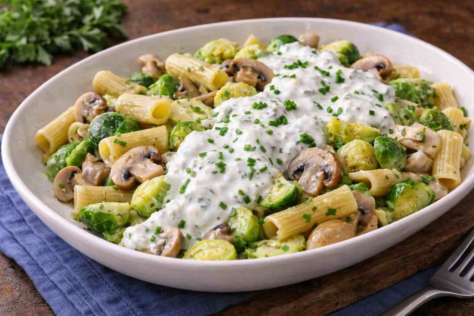 Rosenkohl-Pasta mit Ricotta-Soße